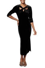 Attitudes by Renee Regular Knit Velvet Maxi Dress Black
