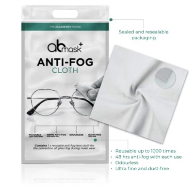 AB MASK Anti Fog Cloth for Glasses AB Face Mask Lens Reusable Dry Spectacles Cleaner