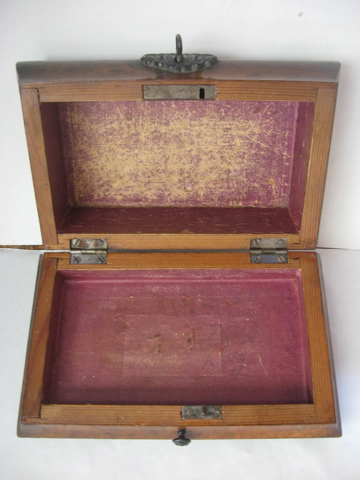 Rare Antique Civil War / Empire Period Jewelry Document Box-Gutta Percha-Burl - Image 4 of 4