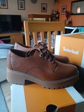 Ladies Timberland Carnaby Cool Lace up Saddle Shoe Size 4.5 brown Leather