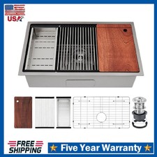 Undermount Kitchen Sink ,32x19 Inch Stainless Steel Single Bowl Sink Workstation