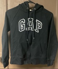 Gap Boys Black Full Zip Fleece Hoodie Sweatshirt with Logo and Pockets