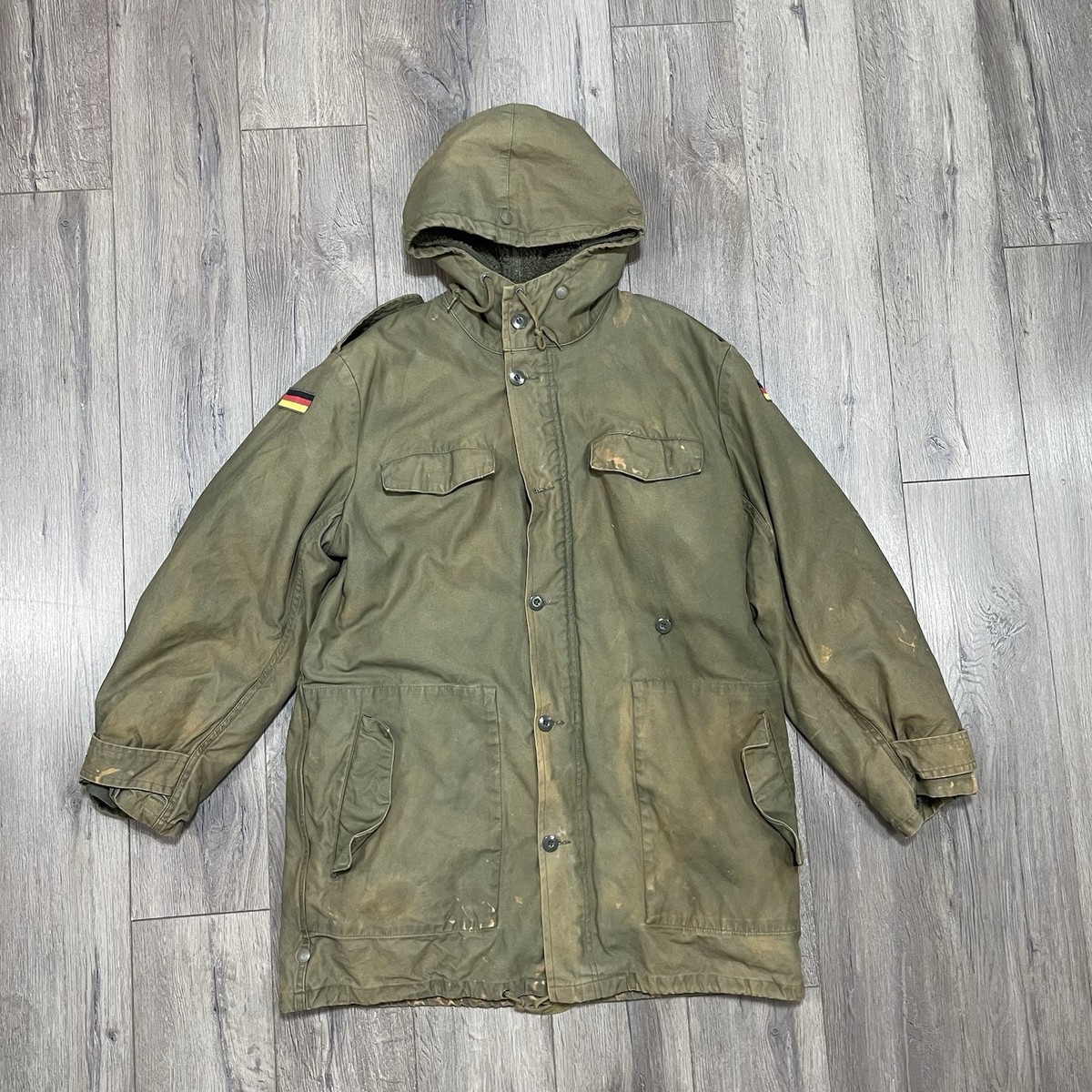 German Army Bundeswehr Parka w/ Liner Olive Moleskin Jacket Cold