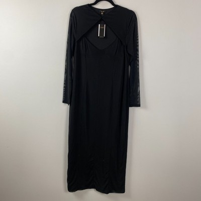 afrm sheer long sleeve lace mini dress in black Xavier Bias Mini Dress - Black | Thrills Co main image 0