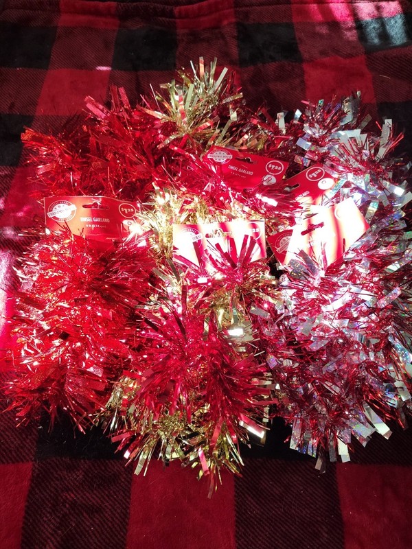 NOS Asst. Tinsel Garland (5) Packages each 9ft!!! Great For Crafts!!! Wreaths!!!