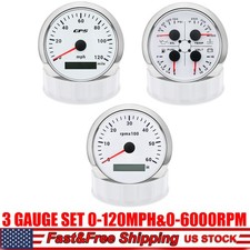 3 Gauge Set 85mm White Gps Speedometer 0-120mphtacho 6000rpm4 In 1 Gauge Us