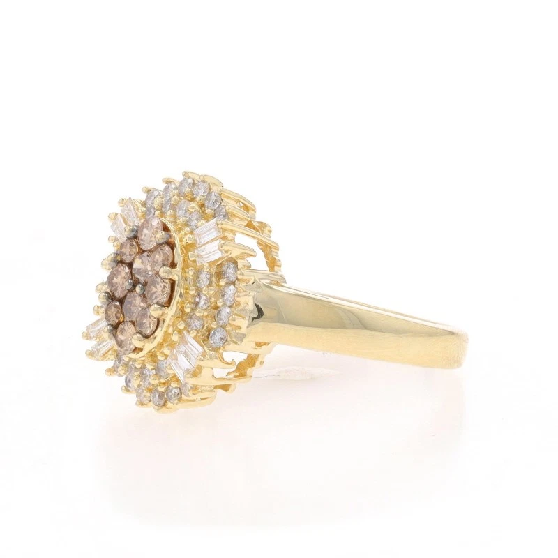 EFFY Diamond Cluster Halo Ring - Yellow Gold 14k Baguette & Round 1.00ctw - Image 3 of 4