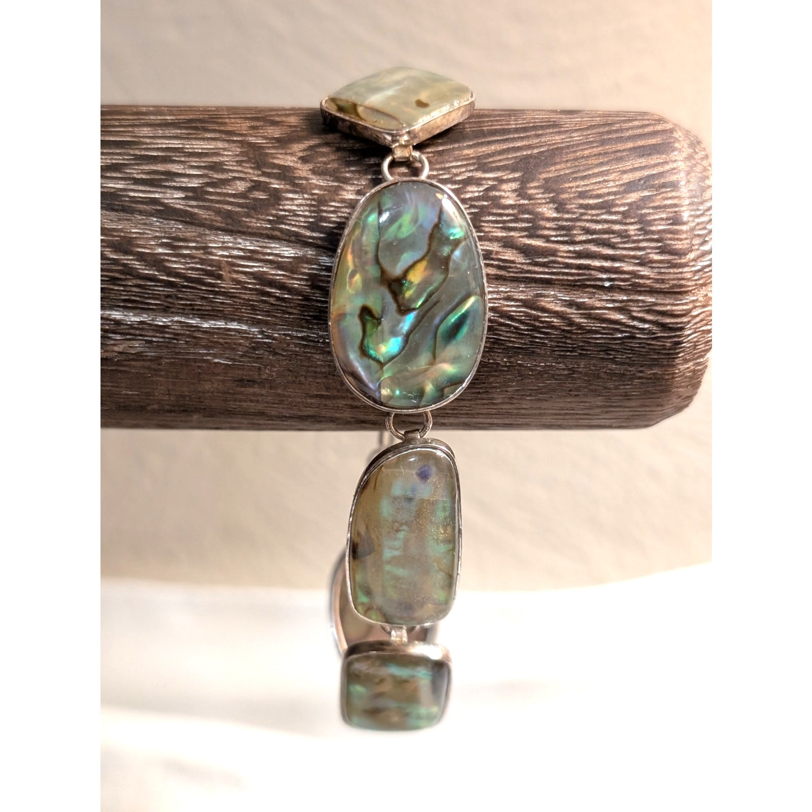 Sterling Silver Abalone Shell Toggle Bracelet - image 1