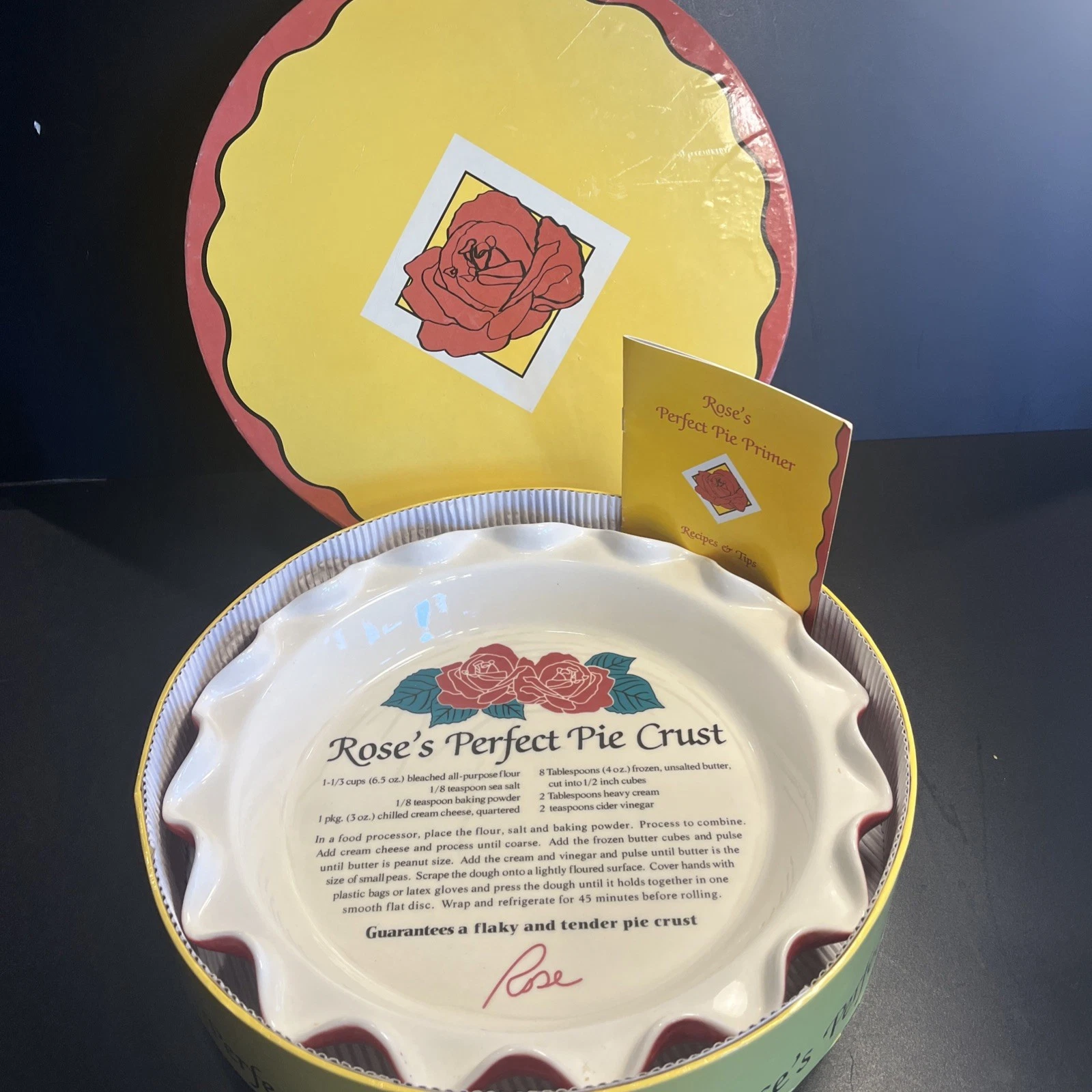 Rose’s Perfect Pie Plate with recipes and original box
