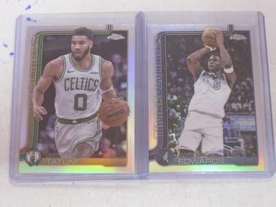 Lot of 2 - 2025-26 Topps Chrome Refractor JAYSON TATUM ANTHONY EDWARDS