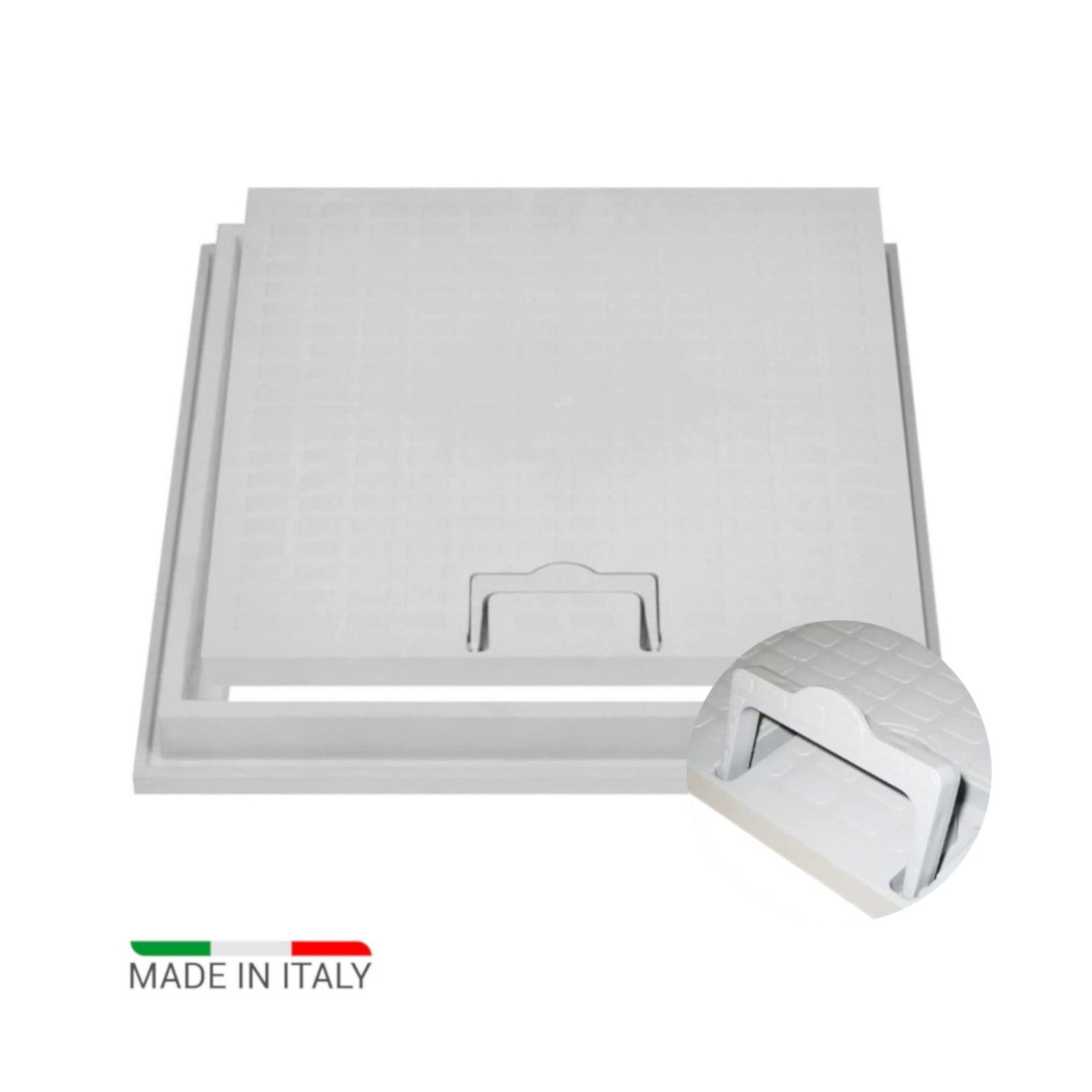 Chiusino Pozzetto PVC 65x65 Grigio con Telaio 78x78 e Maniglia Online