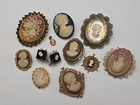 Lot Of 11 Vintage Costume Cameo Pin Brooch Earring Pendant Jewelry Group#22