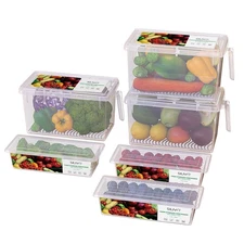 SILIVO 6 Pack Produce Saver Refrigerator Organizer Bins for Fruits and Vegeta...