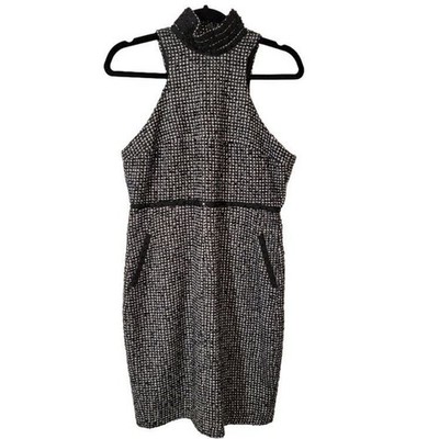 NEW Karl Lagerfield Sheath Dress Black Gray Tweed Sz 8 Racer Back Sleeveless