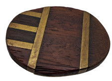 Vintage Hand Made Mixed Wood and Brass Inlay Rustic Belt Buckle 2 3/4"x 2 1/4"