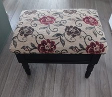 Vintage Style Floral Fabric Wooden Footstool With Storage 38 x 28 x 24cm tall