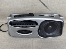 Vintage Lenoxx Sound Model Ct-99 silver AM/FM radio cassette recorder player