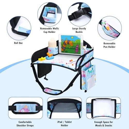 Kids Travel Tray, Travel Tray for Kids Car Seat, Toddler Car Seat Lap Tray, - Picture 6 of 7