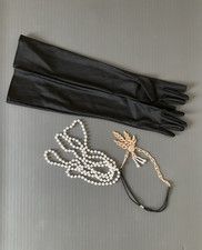 1920s Flapper Accessories Set – Necklace, Headband & Gloves | Plastic Pearls