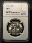 1946-D WALKING LIBERTY HALF DOLLAR NGC GRADED MS64