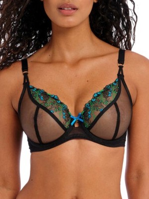 Freya Show-Off BH Plunge Bügel BH Macaron schwarz bestickt Dessous