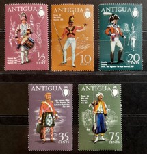 Antigua 1970 Military Uniforms 1st Series MH stamps SG290 - 294