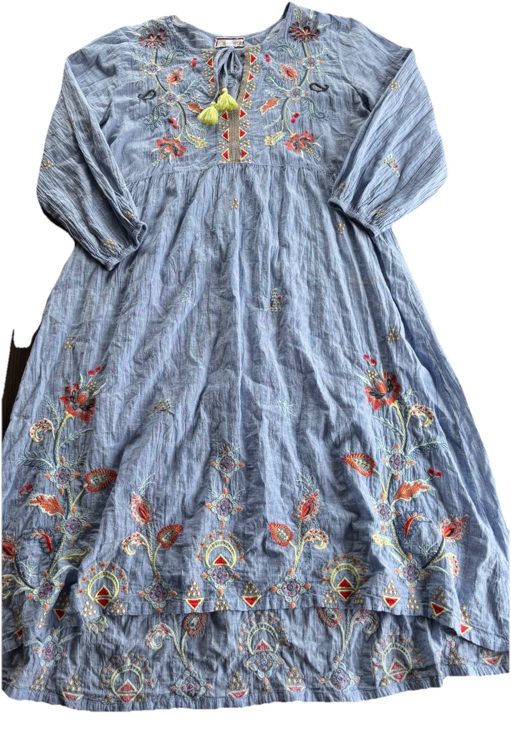 Johnny Was Workshop Split V Neck Embroidered Dres… - image 4