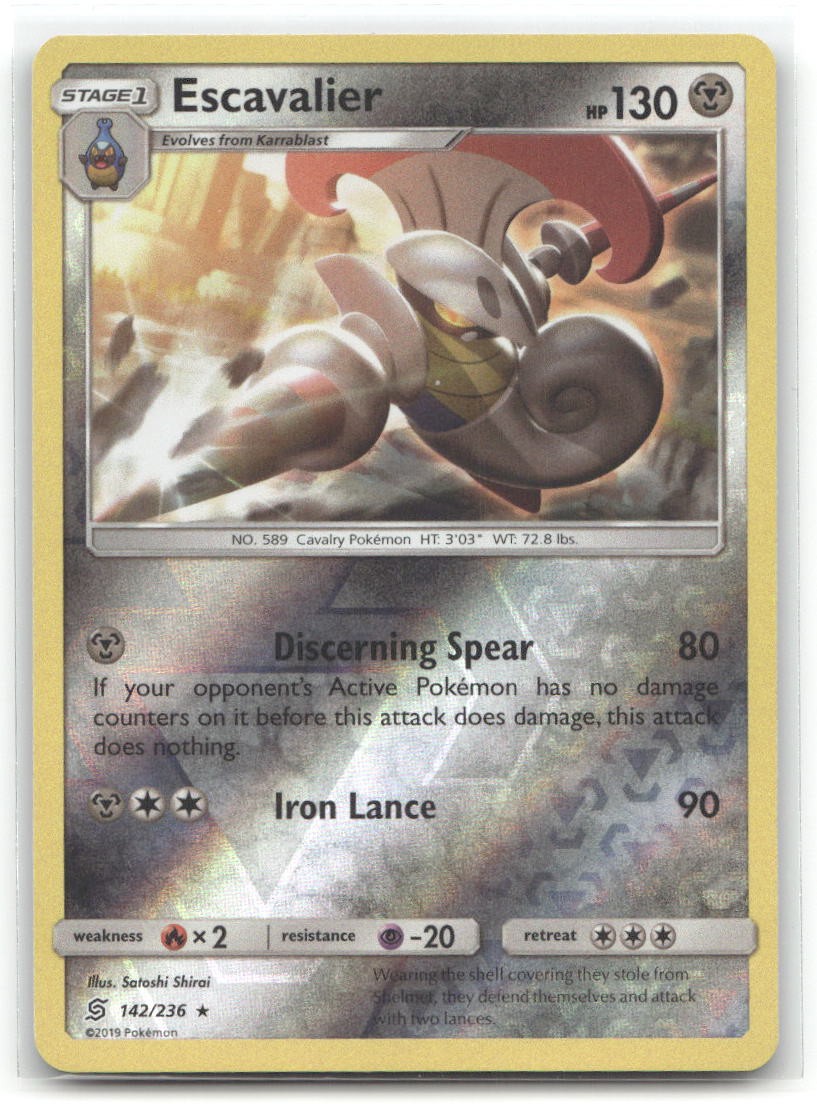 Escavalier Reverse Holofoil SM - Unified Minds 142/236 LP Pokemon