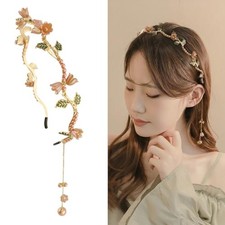 Flower Headband for Women Girls Hair Vine Leaf Boho Headband Wedding Gold