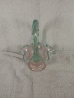 Fenton Iridized Opalescent Champagne Pink Georgian Basket Sea Mist Green Crest