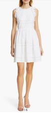 Kate Spade White Eyelet Embroidered Cotton Fit and Flare Dress Women’s 14 New