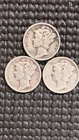 1944-PDS Mercury Dimes 10c Circulated 90% Silver Coin PDS Mints