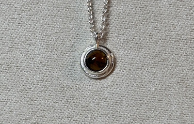 Accessorize Silver 925 Chain & Dainty Tigers Eye Pendant BNWT RRP £22
