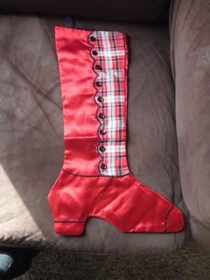 Christmas unusual Satin granny boot stocking 15-1/2'' long