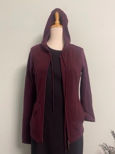 Magaschoni Cashmere Zipper Hoodie Lg Pockets Burgundy Small Pre-Owned