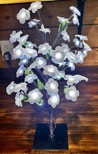 Tabletop LED Cherry Blossom Bonsai Tree Lamp Flower Lights Metal Base 19" Tall