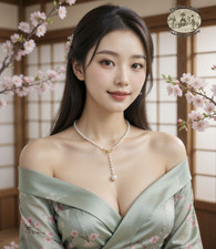 Dangling Pearl Bow Choker/Necklace in Velvet Gift Bag Free Shipping Included 