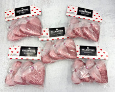 5pks/3  15  glitter pink heart ornaments Valentine's Day decor