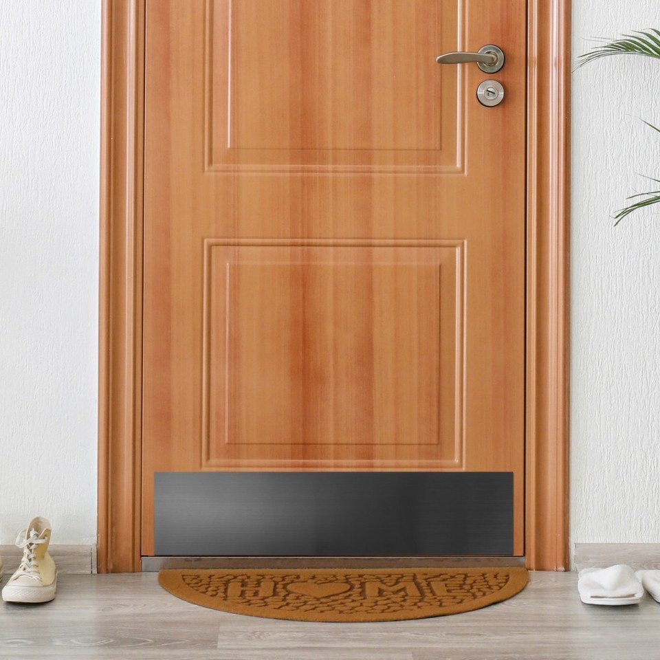 Black Door Kick Plate 2Pcs Stainless Steel Self Adhesive for Exterior ...