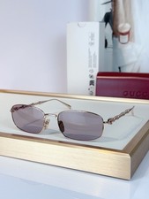 GUCCI GG2155S Rose Gold Bamboo Temple Square Pink Lens Sunglasses 57 19-140