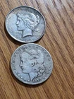 1878 S MORGAN & 1922 P PEACE SILVER DOLLARS--RESPECTABLE LOT-GREAT INVESTMENT