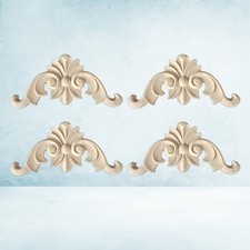 4 Pcs Wood Carved Corner Onlay Applique Cabinet Door Furniture Decoration