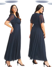 Ex Womens Scarlett & Jo Kemi Bolero Wrap Bodice Navy Maxi Dress RRP £85