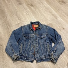 Vintage 80's Levi's Denim Trucker Jacket Flannel Lining Mens XL Boys Size 18