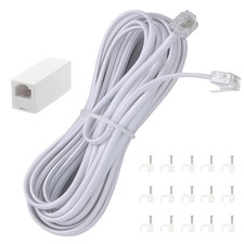 15 Feet Long Telephone Extension Cord Phone Cable Line Wire RJ11 Plug Clip