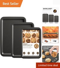 3-Pack Nonstick Baking Trays: Half, Jelly Roll & Quarter Size for Oven