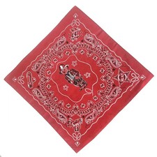 Vintage Western Cowboy Bear Red Cotton Bandana Scarf Paisley Sheriff Star Motif