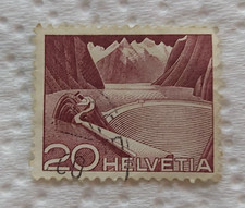 STAMP SWITZERLAND SG514a 1949 20c Grimsel Reservoir Used