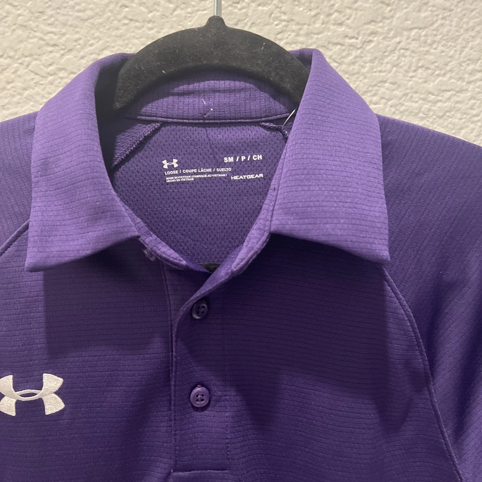 Nuevo Polo Hombre Under Armour Púrpura Calce Suelto HeatGear Talla Pequeña Rival Foto 3 de 4