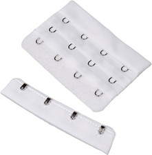 Dyable White Bra Hook and Eye Replacement Closure with Silver Hardware - 4 Rows